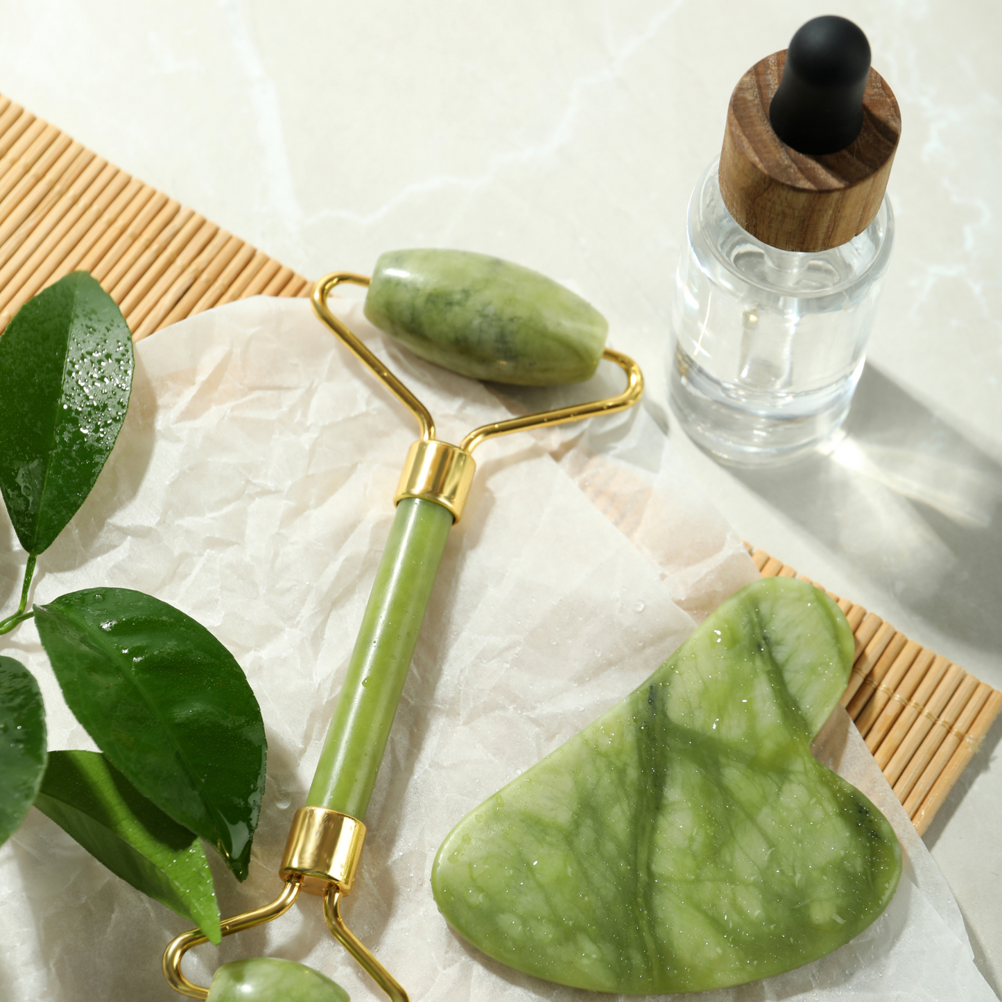 2 Piece Jade Facial Gua Sha Tool & Roller